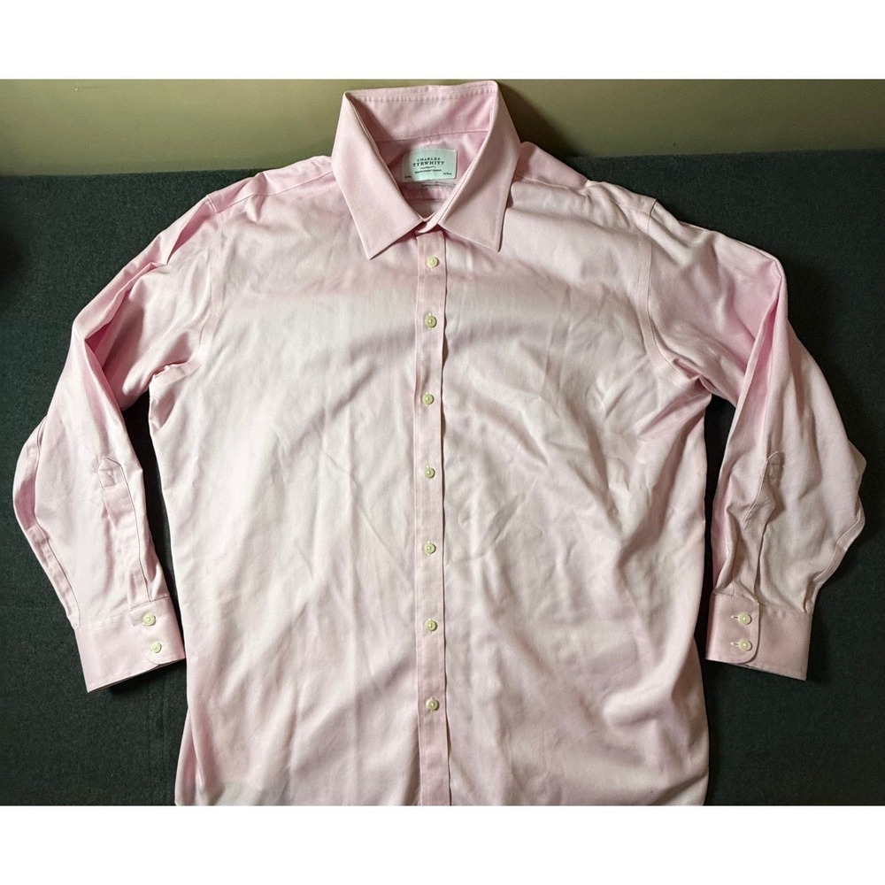 Charles Tyrwhitt Mens Pink Non-Iron Cotton Dress 18/35 XXL